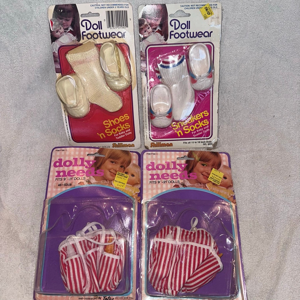 NOS 1978/1980s Vintage Totsy & Shillman Child’s Doll Accessories Lot Shoes/Socks